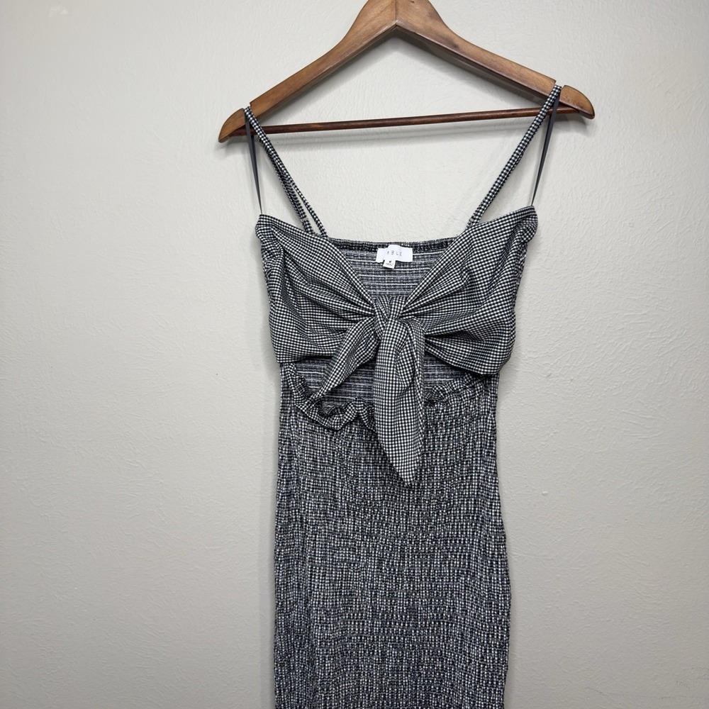 Mable Anthropologie Front Tie Gingham Smocked Mermaid Dress Cottagecore Beachy - Picture 4 of 11